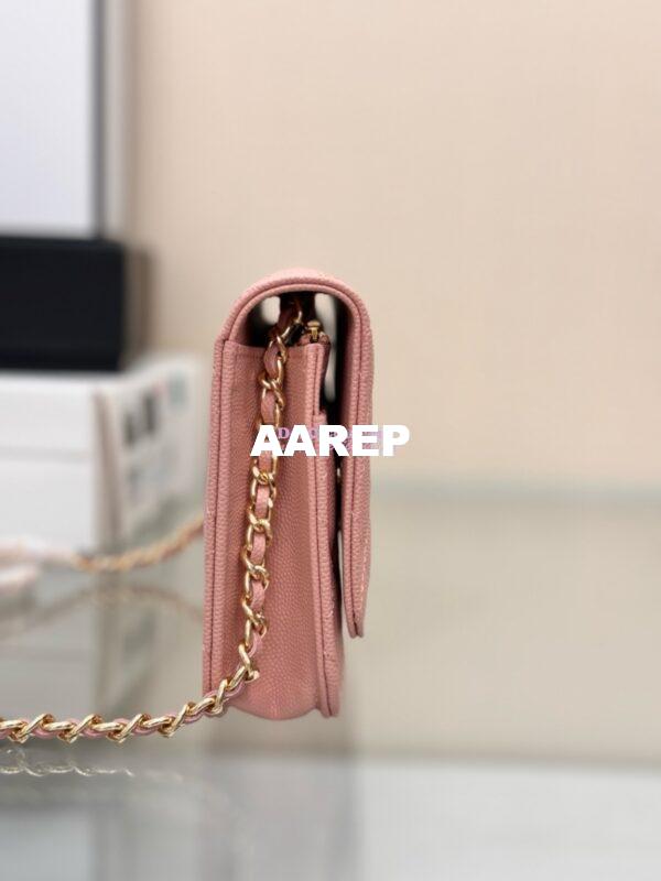 Replica Chanel New Magnetic Caviar Wallet On Chain WOC Light Pink Bag 33814 14