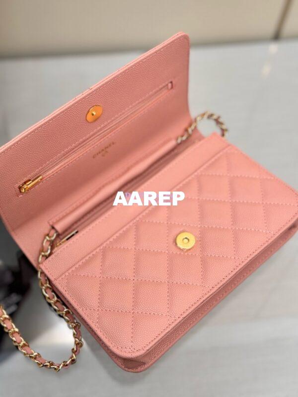 Replica Chanel New Magnetic Caviar Wallet On Chain WOC Light Pink Bag 33814 16
