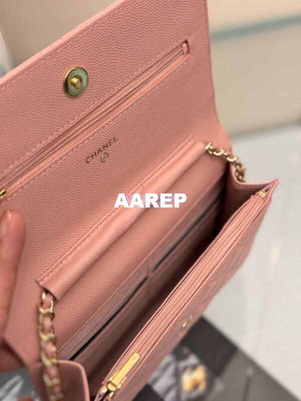 Replica Chanel New Magnetic Caviar Wallet On Chain WOC Light Pink Bag 33814 18