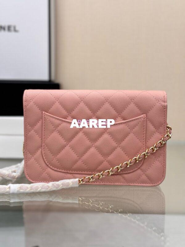Replica Chanel New Magnetic Caviar Wallet On Chain WOC Light Pink Bag 33814 20
