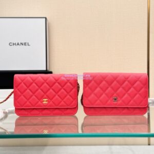 Replica Chanel New Magnetic Caviar Wallet On Chain WOC Coral Bag 33814