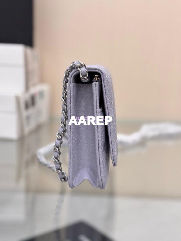 Replica Chanel New Magnetic Caviar Wallet On Chain WOC Light Purple Bag 33814 5