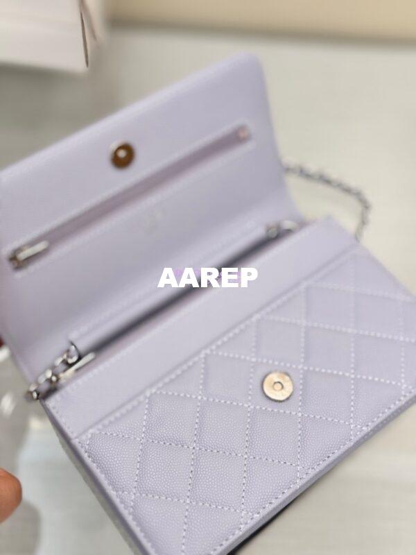 Replica Chanel New Magnetic Caviar Wallet On Chain WOC Light Purple Bag 33814 6