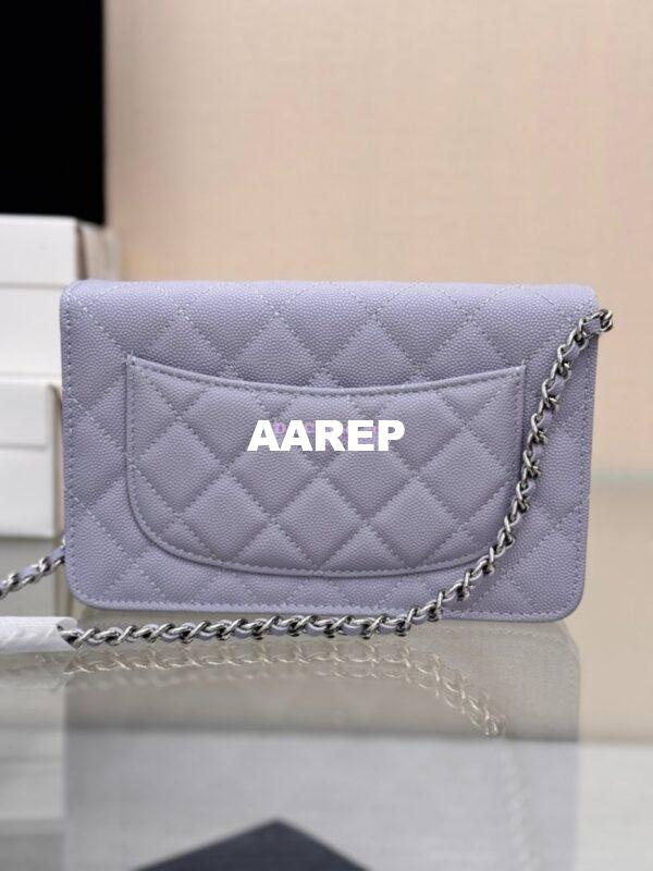 Replica Chanel New Magnetic Caviar Wallet On Chain WOC Light Purple Bag 33814 7