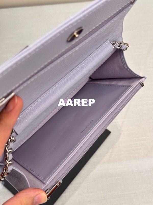 Replica Chanel New Magnetic Caviar Wallet On Chain WOC Light Purple Bag 33814 10