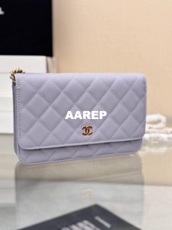 Replica Chanel New Magnetic Caviar Wallet On Chain WOC Light Purple Bag 33814 11