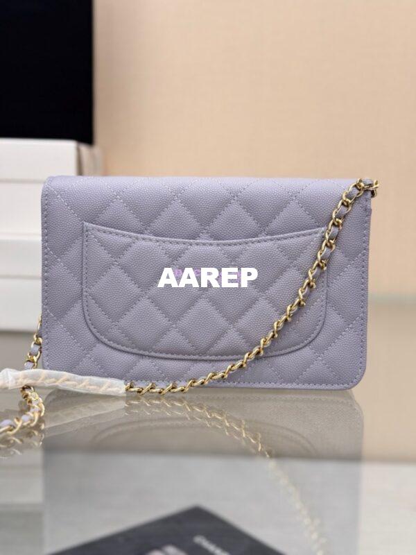 Replica Chanel New Magnetic Caviar Wallet On Chain WOC Light Purple Bag 33814 13
