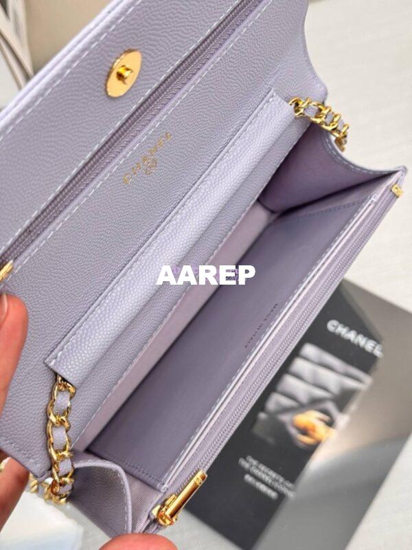 Replica Chanel New Magnetic Caviar Wallet On Chain WOC Light Purple Bag 33814 15