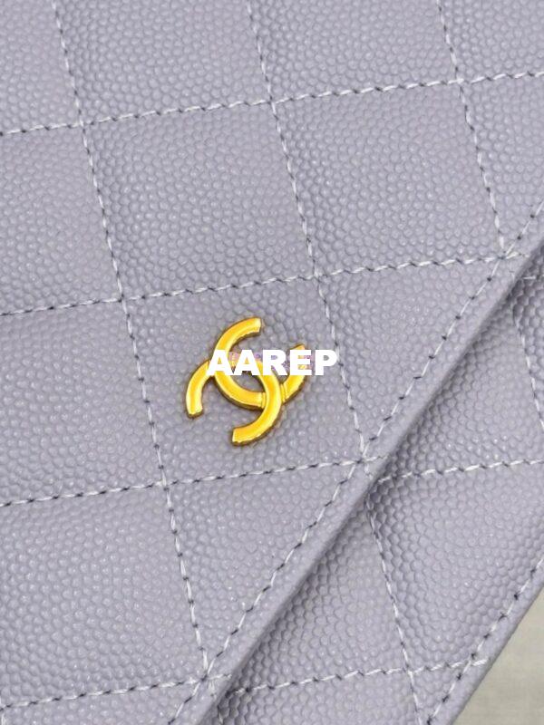 Replica Chanel New Magnetic Caviar Wallet On Chain WOC Light Purple Bag 33814 17