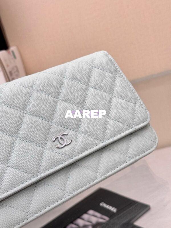 Replica Chanel New Magnetic Caviar Wallet On Chain WOC Light Blue Bag 33814 6
