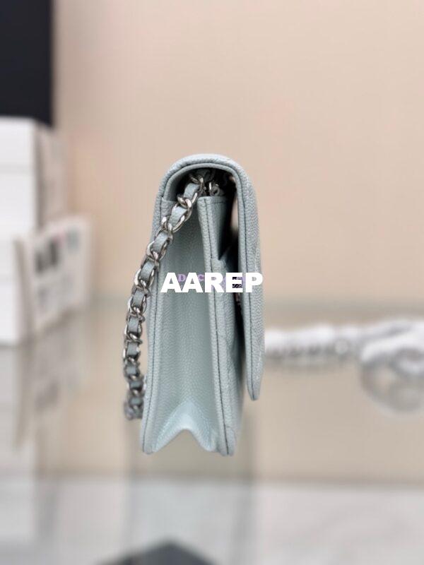 Replica Chanel New Magnetic Caviar Wallet On Chain WOC Light Blue Bag 33814 8