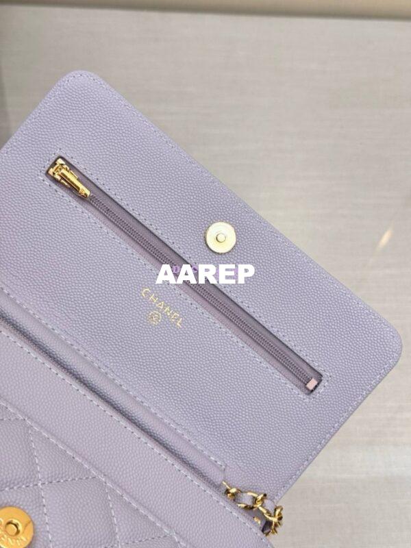 Replica Chanel New Magnetic Caviar Wallet On Chain WOC Light Purple Bag 33814 19