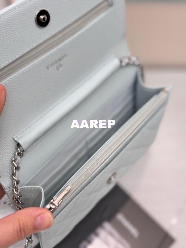 Replica Chanel New Magnetic Caviar Wallet On Chain WOC Light Blue Bag 33814 9