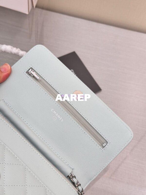 Replica Chanel New Magnetic Caviar Wallet On Chain WOC Light Blue Bag 33814 11