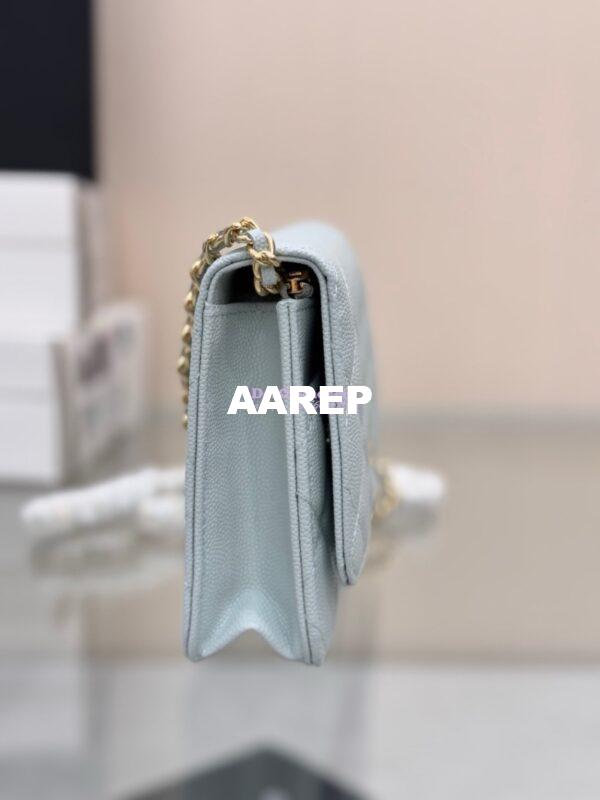 Replica Chanel New Magnetic Caviar Wallet On Chain WOC Light Blue Bag 33814 15