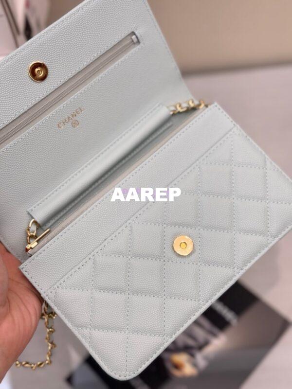 Replica Chanel New Magnetic Caviar Wallet On Chain WOC Light Blue Bag 33814 18