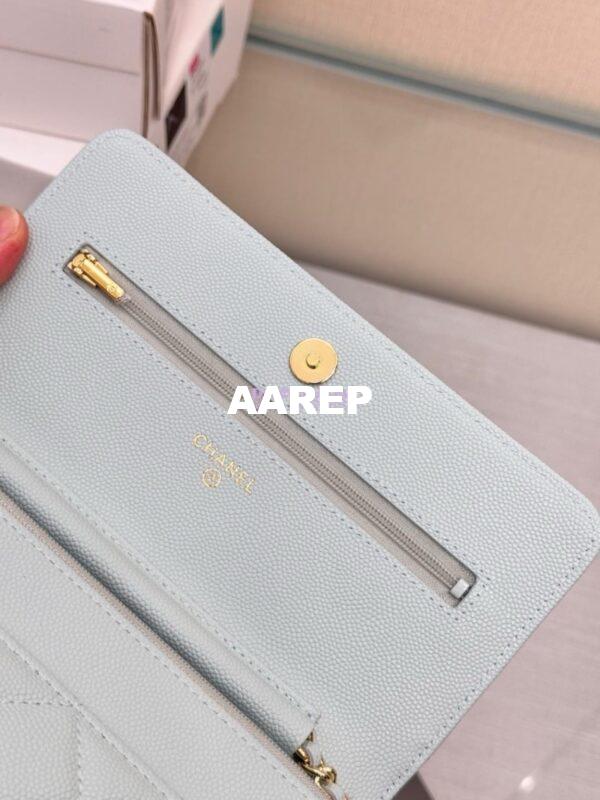 Replica Chanel New Magnetic Caviar Wallet On Chain WOC Light Blue Bag 33814 19