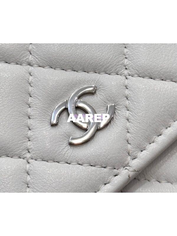 Replica Chanel New Magnetic Lambskin Wallet On Chain WOC White Bag 33814 5