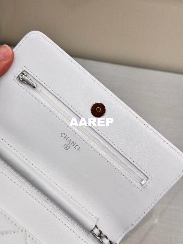 Replica Chanel New Magnetic Lambskin Wallet On Chain WOC White Bag 33814 7