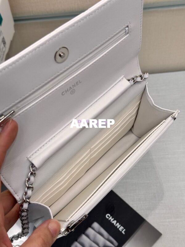 Replica Chanel New Magnetic Lambskin Wallet On Chain WOC White Bag 33814 9