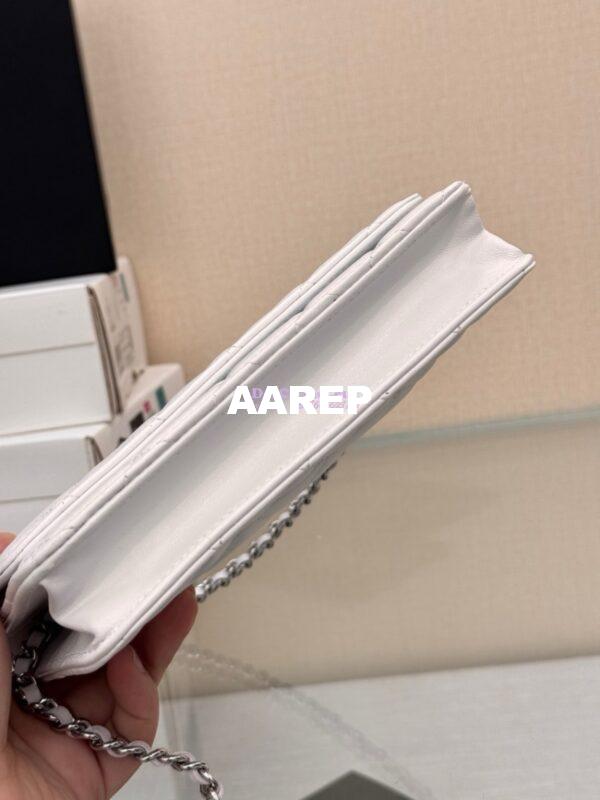 Replica Chanel New Magnetic Lambskin Wallet On Chain WOC White Bag 33814 10