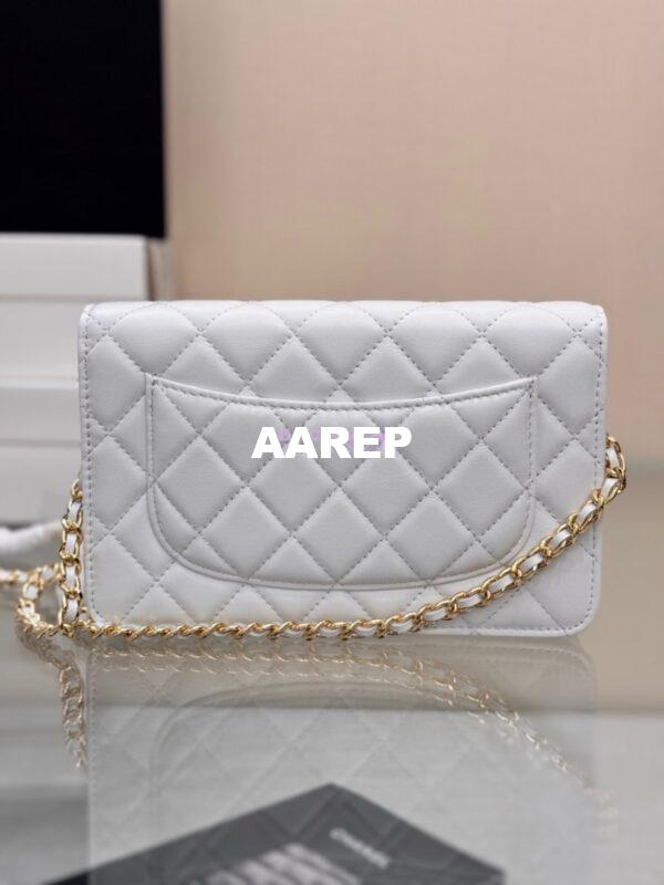 Replica Chanel New Magnetic Lambskin Wallet On Chain WOC White Bag 33814 19