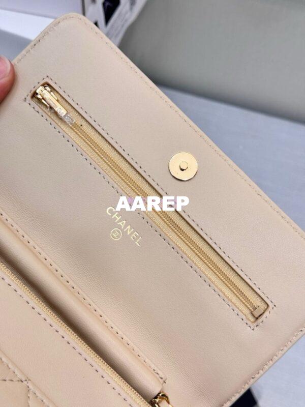 Replica Chanel New Magnetic Lambskin Wallet On Chain WOC Beige Bag 33814 6