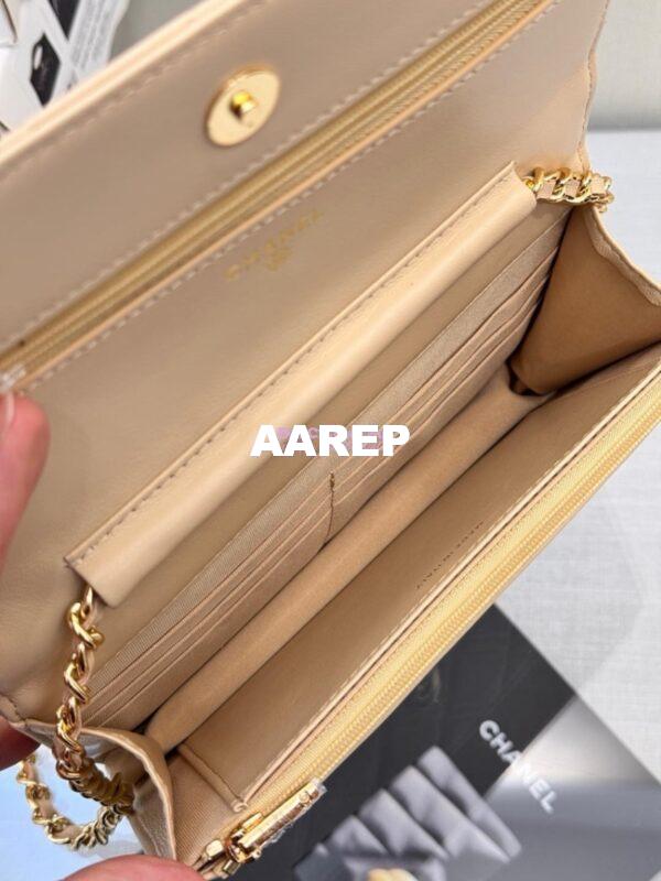 Replica Chanel New Magnetic Lambskin Wallet On Chain WOC Beige Bag 33814 7