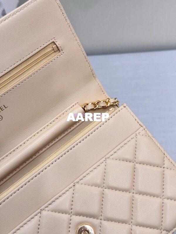 Replica Chanel New Magnetic Lambskin Wallet On Chain WOC Beige Bag 33814 8