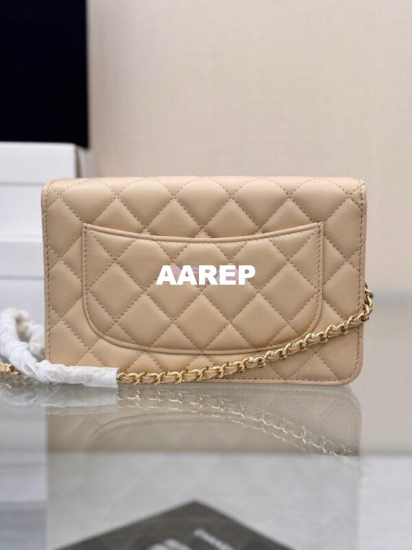 Replica Chanel New Magnetic Lambskin Wallet On Chain WOC Beige Bag 33814 10