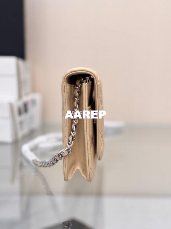 Replica Chanel New Magnetic Lambskin Wallet On Chain WOC Beige Bag 33814 13