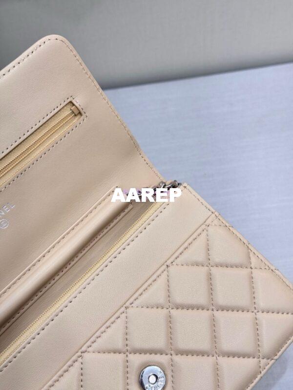 Replica Chanel New Magnetic Lambskin Wallet On Chain WOC Beige Bag 33814 14