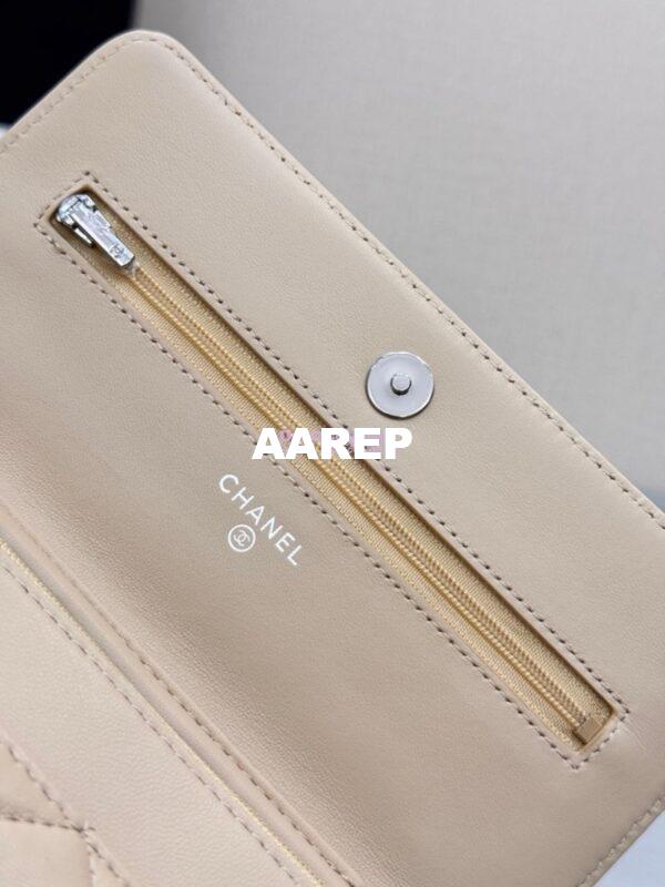 Replica Chanel New Magnetic Lambskin Wallet On Chain WOC Beige Bag 33814 15