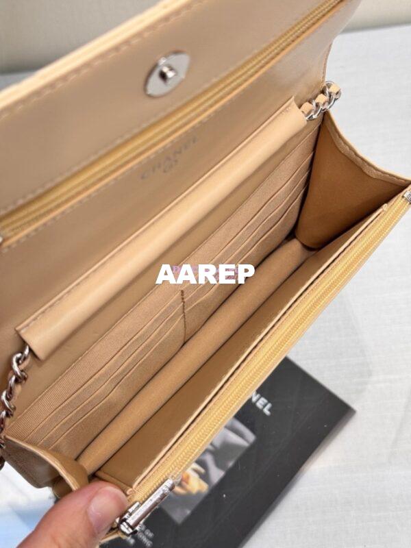 Replica Chanel New Magnetic Lambskin Wallet On Chain WOC Beige Bag 33814 16