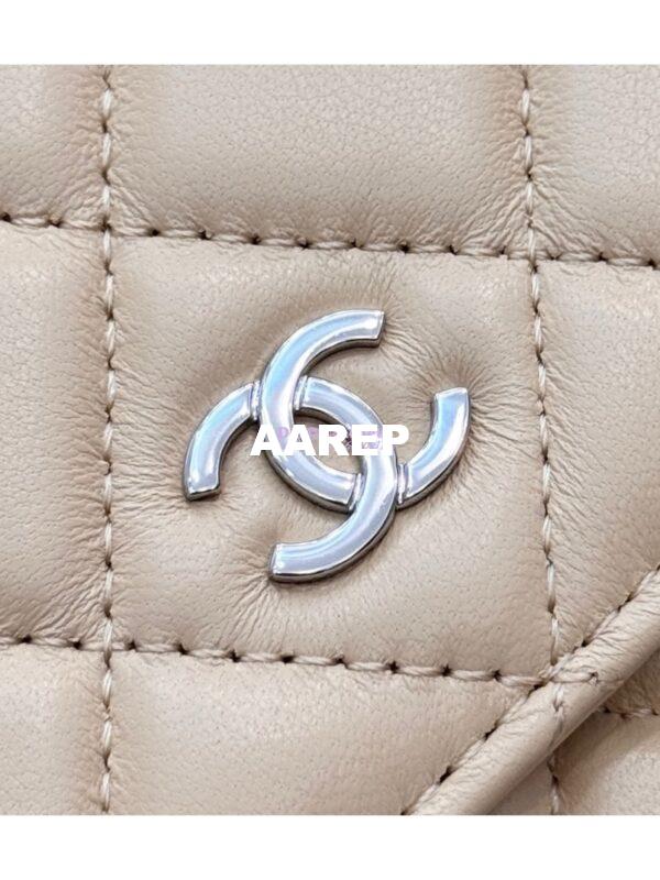 Replica Chanel New Magnetic Lambskin Wallet On Chain WOC Beige Bag 33814 17