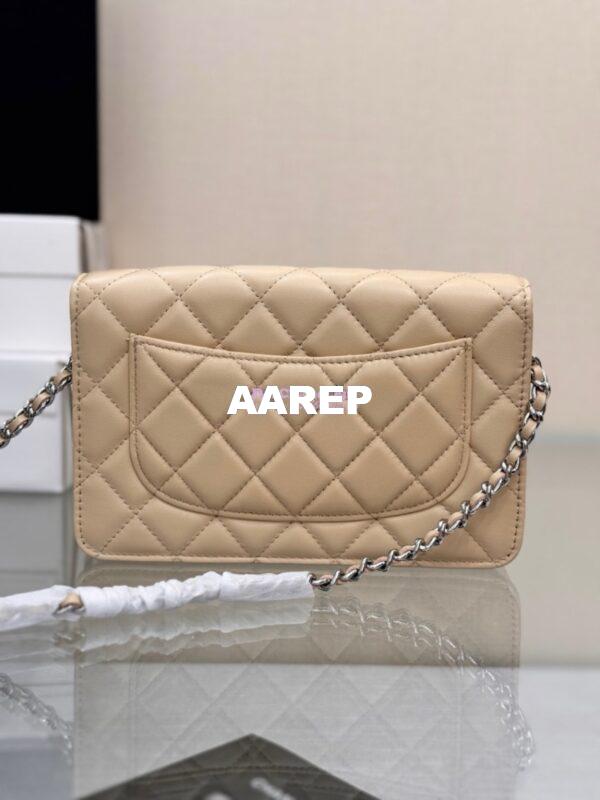 Replica Chanel New Magnetic Lambskin Wallet On Chain WOC Beige Bag 33814 18