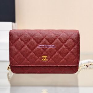 Replica Chanel New Magnetic Caviar Wallet On Chain WOC Burgundy Bag 33814 2