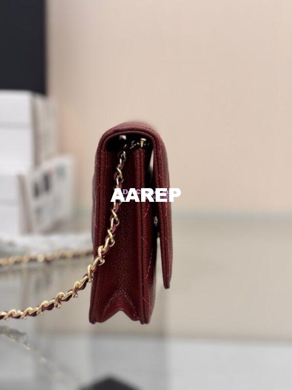 Replica Chanel New Magnetic Caviar Wallet On Chain WOC Burgundy Bag 33814 5