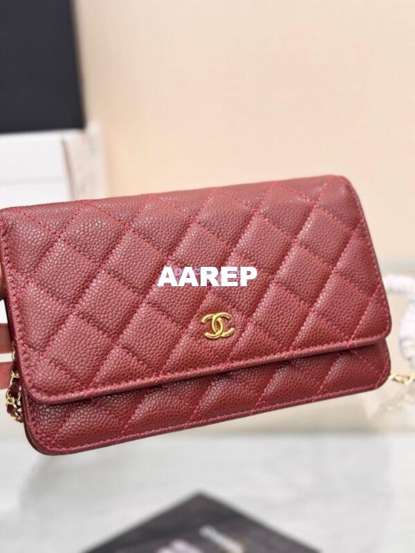 Replica Chanel New Magnetic Caviar Wallet On Chain WOC Burgundy Bag 33814 6