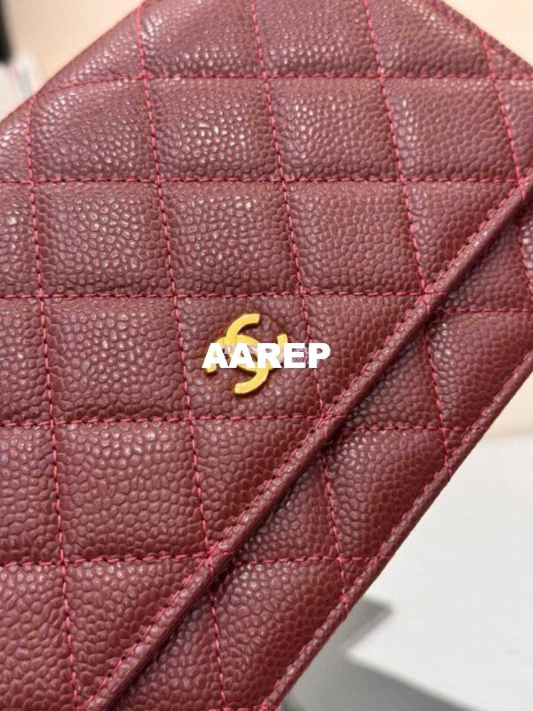 Replica Chanel New Magnetic Caviar Wallet On Chain WOC Burgundy Bag 33814 7