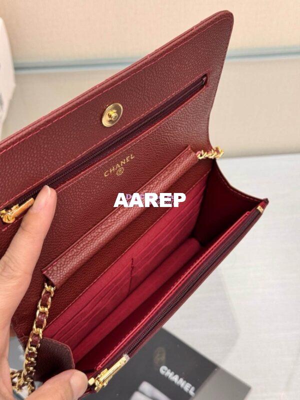 Replica Chanel New Magnetic Caviar Wallet On Chain WOC Burgundy Bag 33814 8