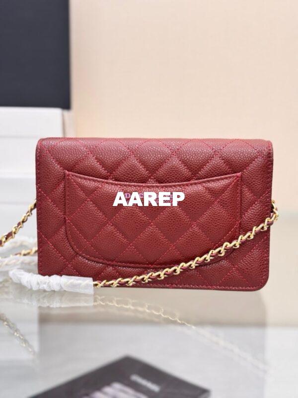 Replica Chanel New Magnetic Caviar Wallet On Chain WOC Burgundy Bag 33814 9