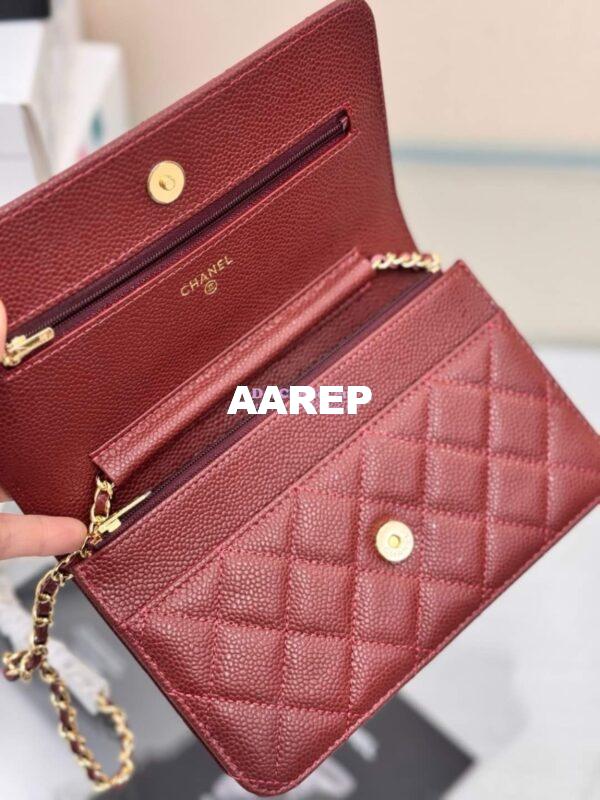 Replica Chanel New Magnetic Caviar Wallet On Chain WOC Burgundy Bag 33814 10