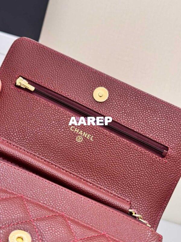 Replica Chanel New Magnetic Caviar Wallet On Chain WOC Burgundy Bag 33814 11