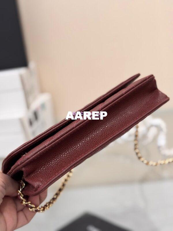Replica Chanel New Magnetic Caviar Wallet On Chain WOC Burgundy Bag 33814 12