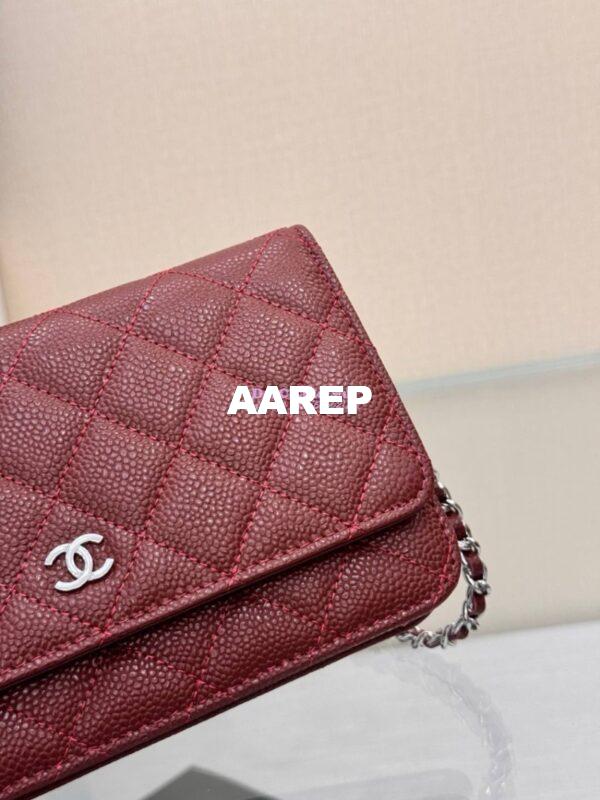Replica Chanel New Magnetic Caviar Wallet On Chain WOC Burgundy Bag 33814 14