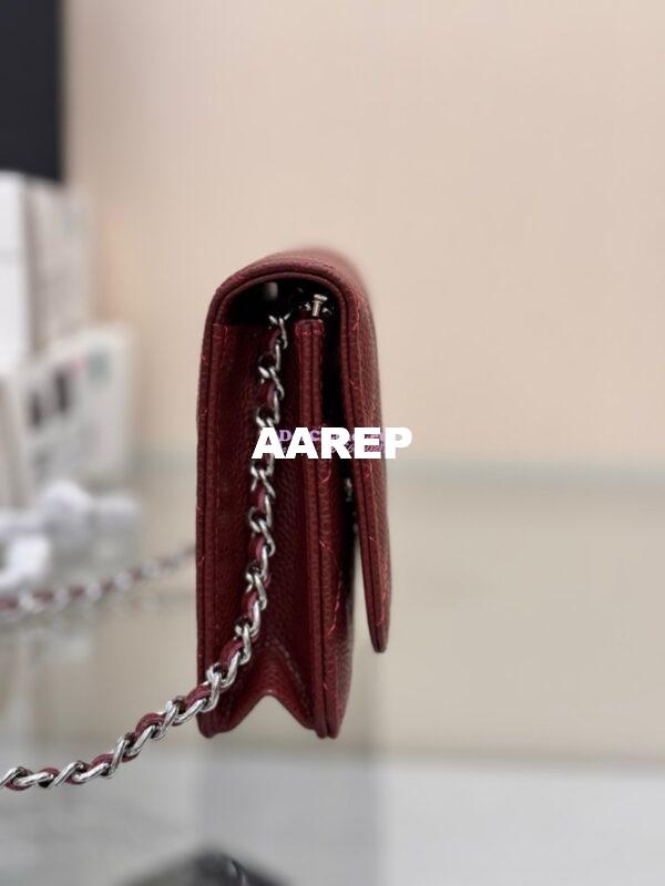 Replica Chanel New Magnetic Caviar Wallet On Chain WOC Burgundy Bag 33814 16