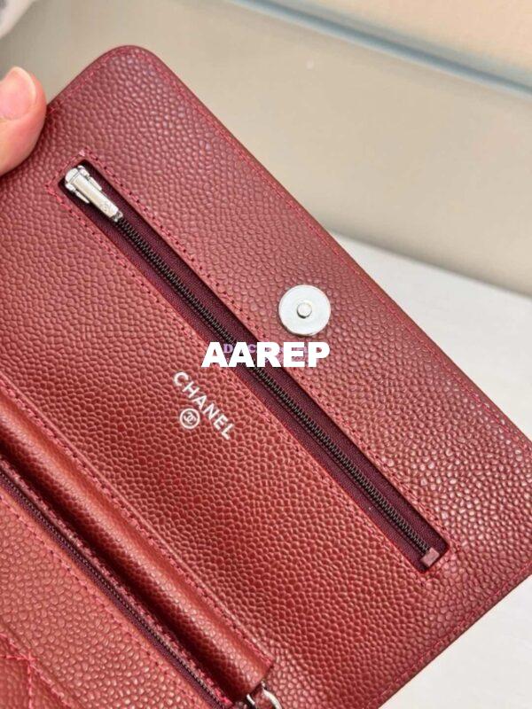 Replica Chanel New Magnetic Caviar Wallet On Chain WOC Burgundy Bag 33814 17