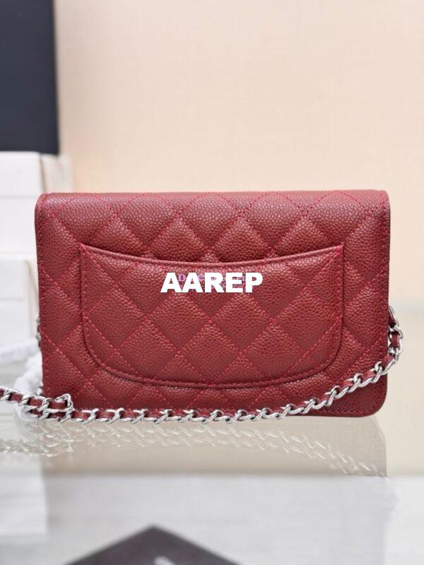 Replica Chanel New Magnetic Caviar Wallet On Chain WOC Burgundy Bag 33814 18