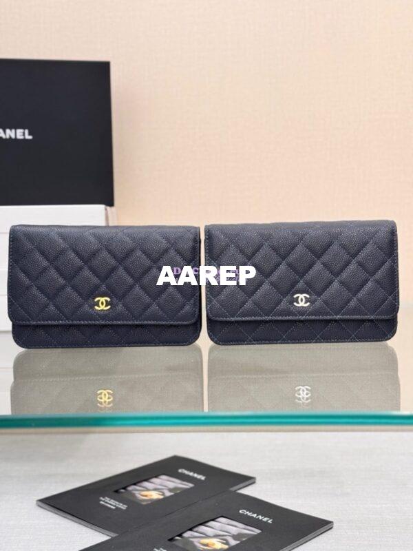 Replica Chanel New Magnetic Caviar Wallet On Chain WOC Navy Bag 33814 3